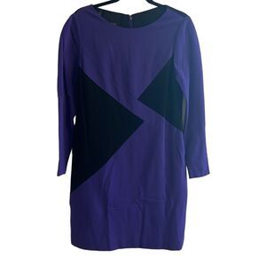 Carlisle Blue Black Gray Color Block 3/4 Sleeve Midi Sheath Dress Women’s 10